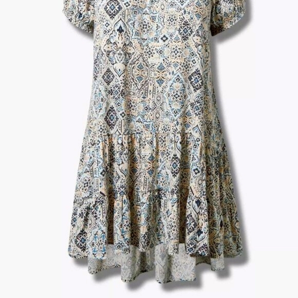 ❤NWT VINTAGE TORRID TRAPEZE DRESS MEDALLION PRINT PUFF SLEEVE TIERED - PLUS SIZE - Picture 11 of 13